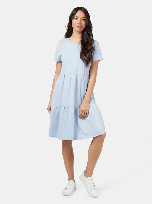Alice Tiered Jersey Dress, Blue, hi-res