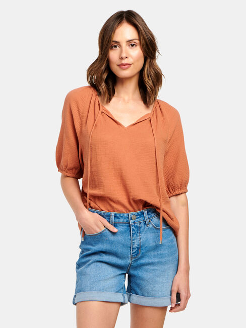 Cheska Cheesecloth Peasant Top, White, hi-res