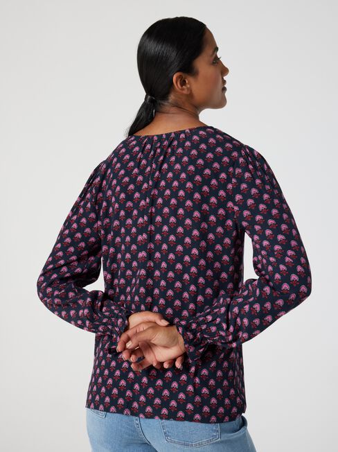 Olive Button Down Blouse, Pink Geo, hi-res
