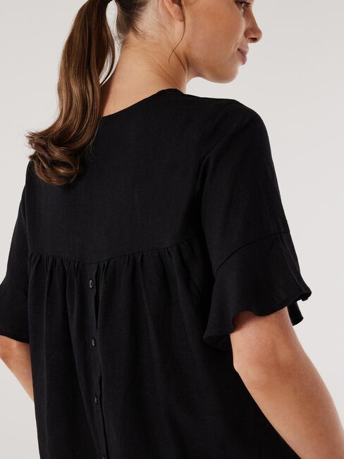 Alivia Ruffle Hem Top, Black, hi-res
