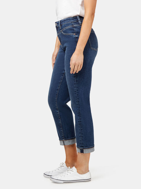 Kelly Double Yoke High Waisted Crop Straight, Mid Indigo, hi-res