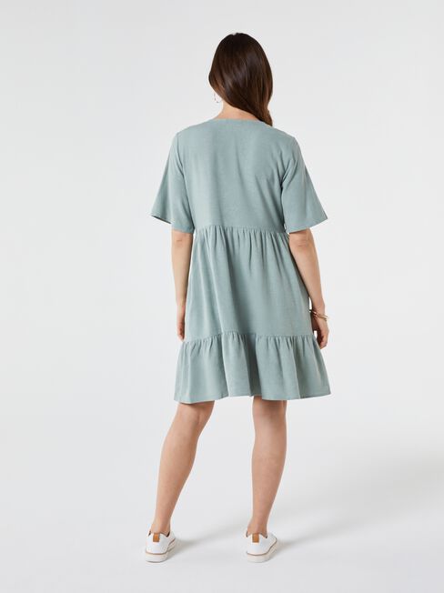 Billie Button Down Smock Dress, Green, hi-res
