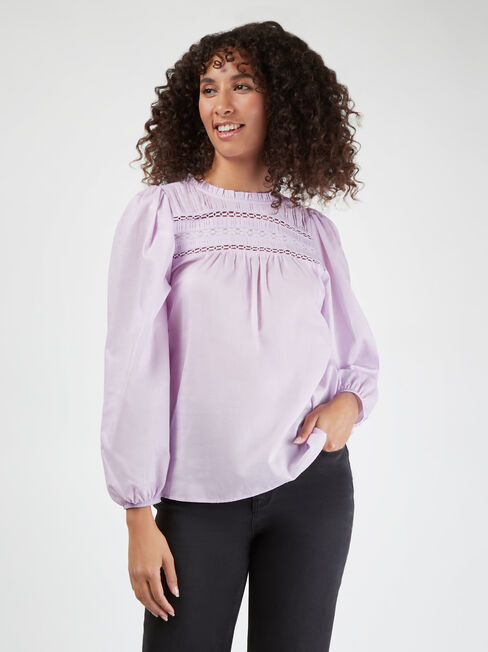 Siri Lace Detail Top, Purple, hi-res
