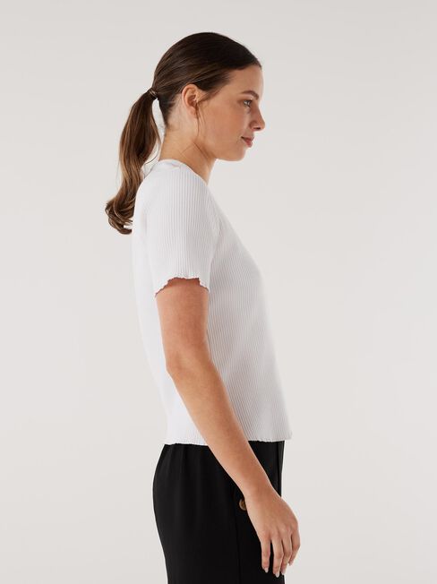 Lucy Lettuce Hem Rib Tee, White, hi-res