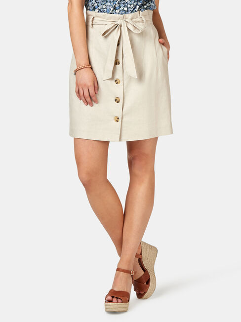 Clara Tie Waist Skirt, White, hi-res