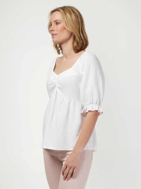 Daphne Sweetheart Neck Top, White, hi-res