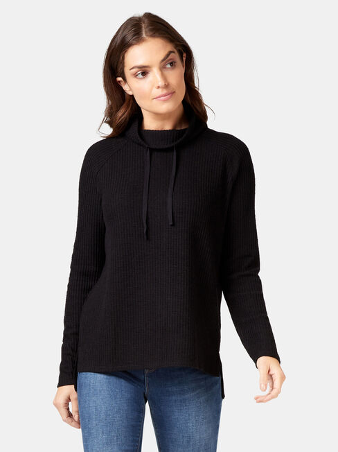 Luna Textured Top, Black, hi-res