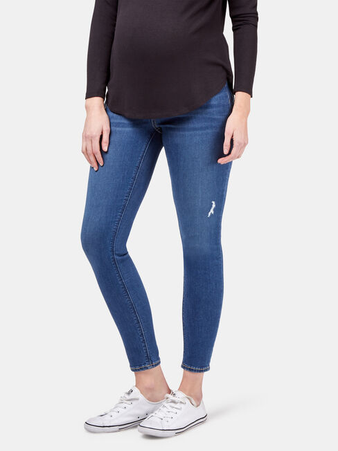 Olivia Maternity Skinny 7/8 Jean, Blue, hi-res