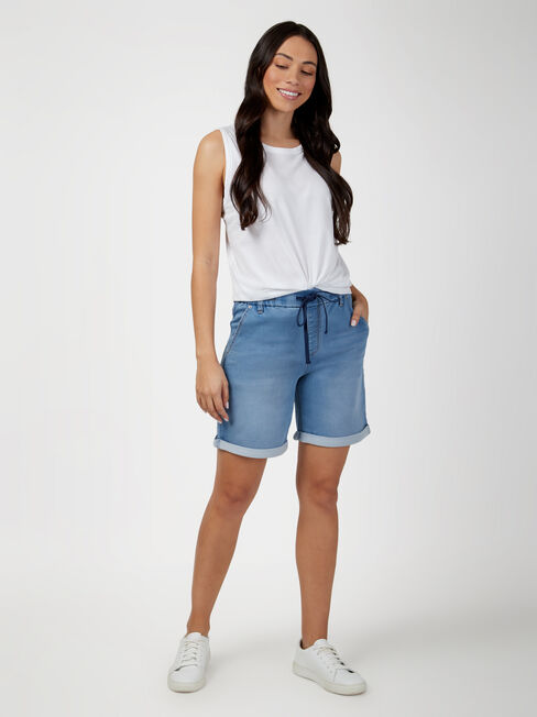 Abbey Luxe Jogger Bermuda Short, Light Indigo, hi-res