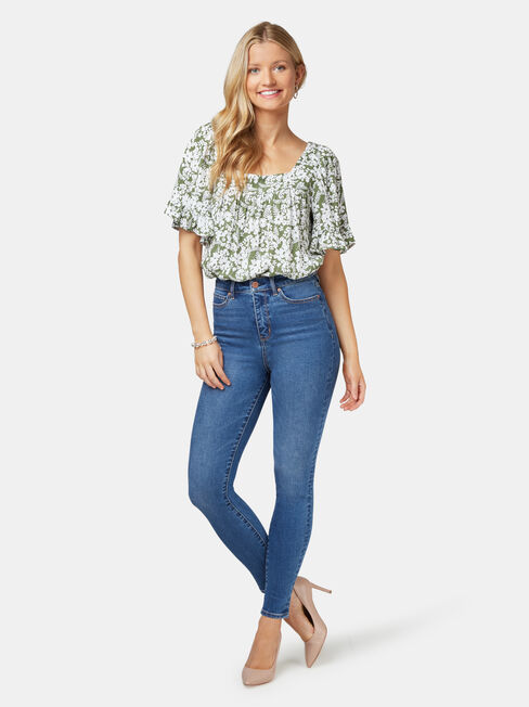 Rhani Flutter Sleeve Blouse, Floral, hi-res