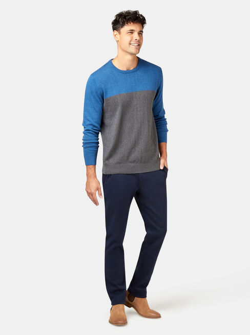 Conrad Block Crew Knit, Blue, hi-res