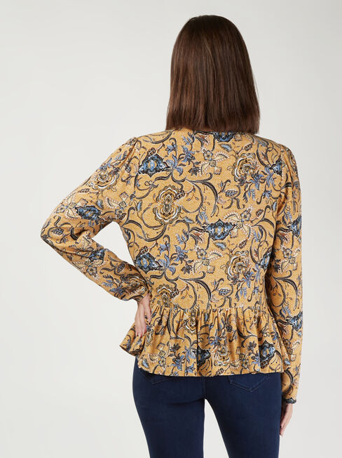Everly Button Thru Top, Yellow, hi-res