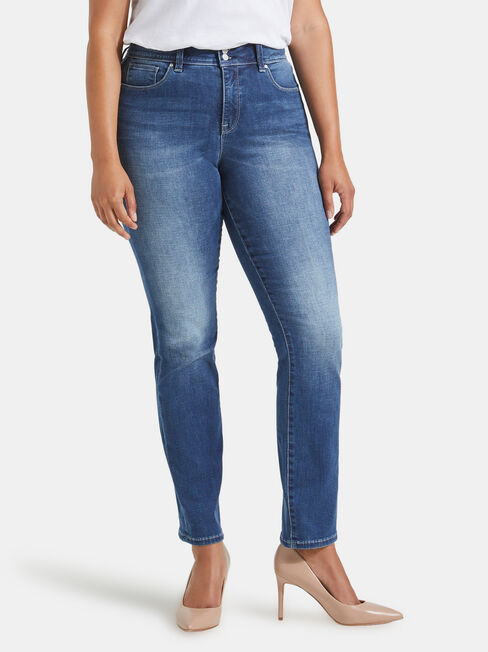 Tummy Trimmer Slim Straight jeans Mid Sapphire, Mid Indigo, hi-res