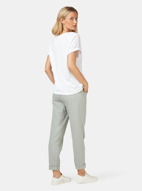 Linen Blend Pant, Green, hi-res