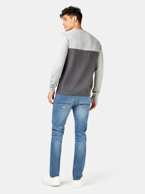 Conrad Block Crew Knit, Grey, hi-res