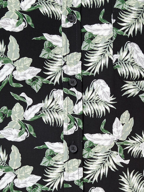Fox Short Sleeve Print Shirt, Black, hi-res