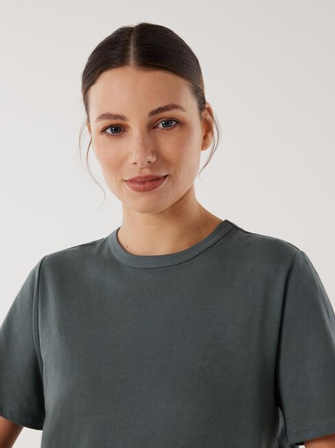 Essential Relaxed Crop Tee, Green, hi-res