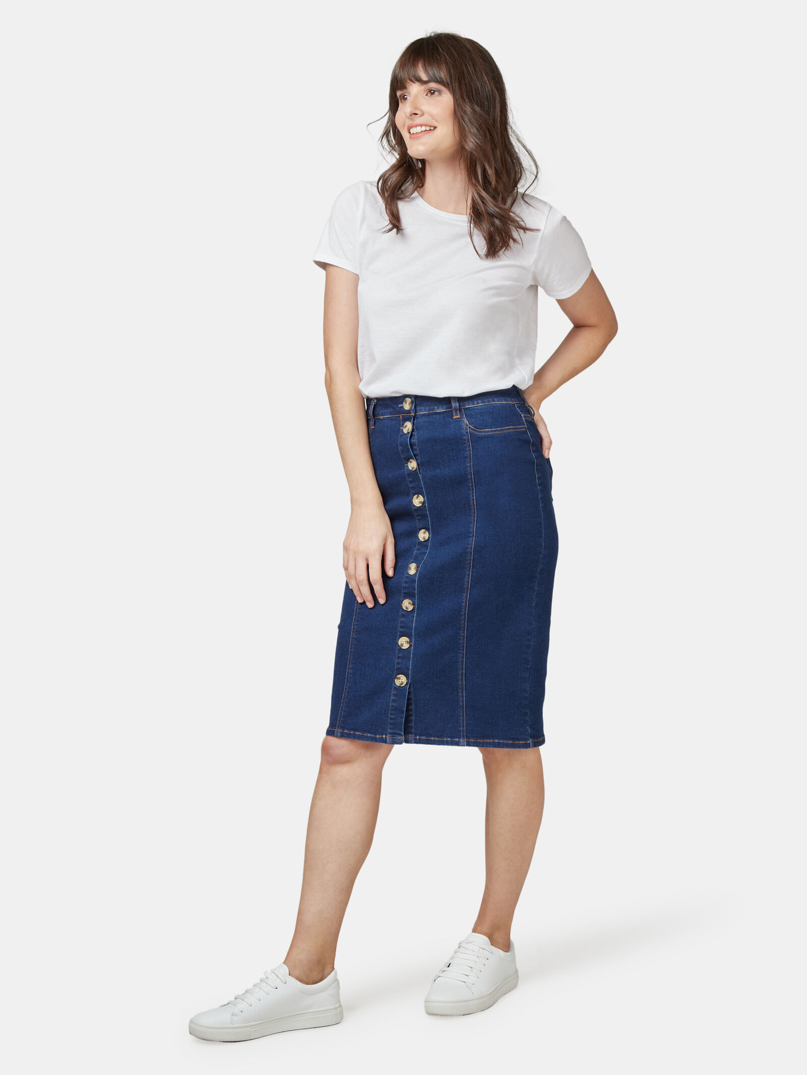 Denim Button Thru Skirt Jeanswest