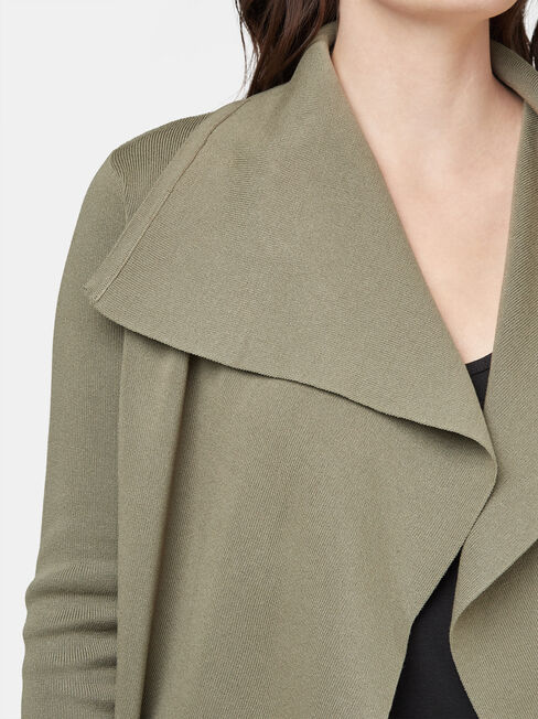 Gina Short Waterfall Cardigan, Green, hi-res