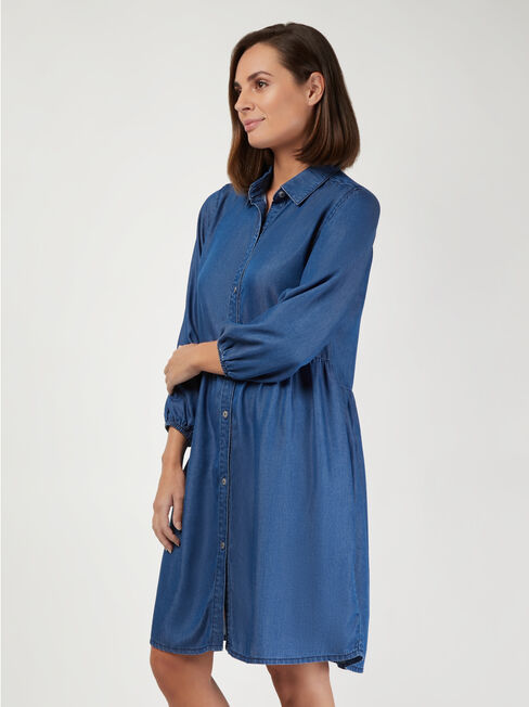 Ella Denim Shirt Dress, Blue, hi-res