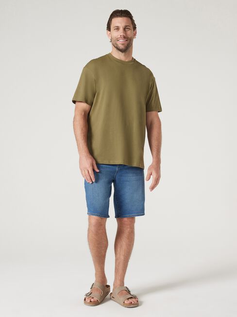 Ace Relaxed Fit Basic Crew Tee, Khaki, hi-res