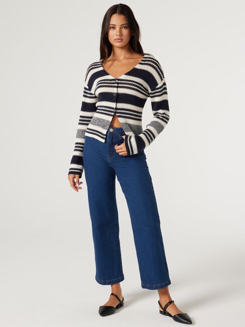 Dakota Stripe Cardigan, Ink, hi-res