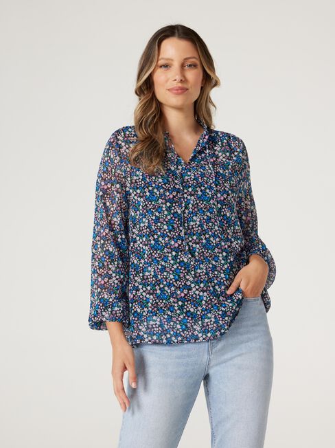 Beiba Floaty High Neck Blouse, Floral, hi-res