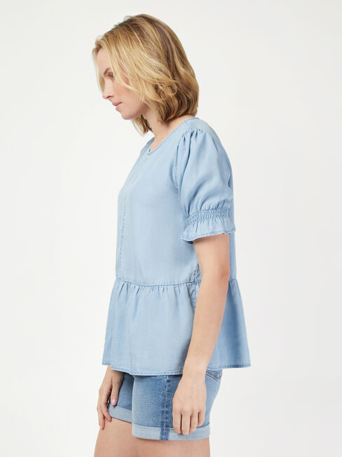 Peri Peplum Top, Blue, hi-res
