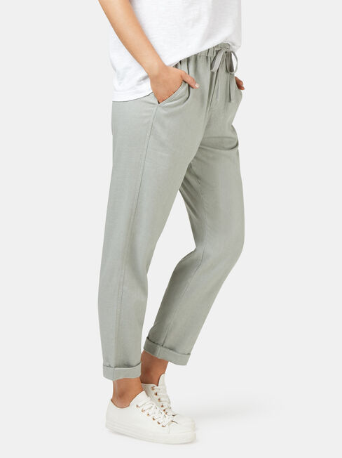 Linen Blend Pant, Green, hi-res