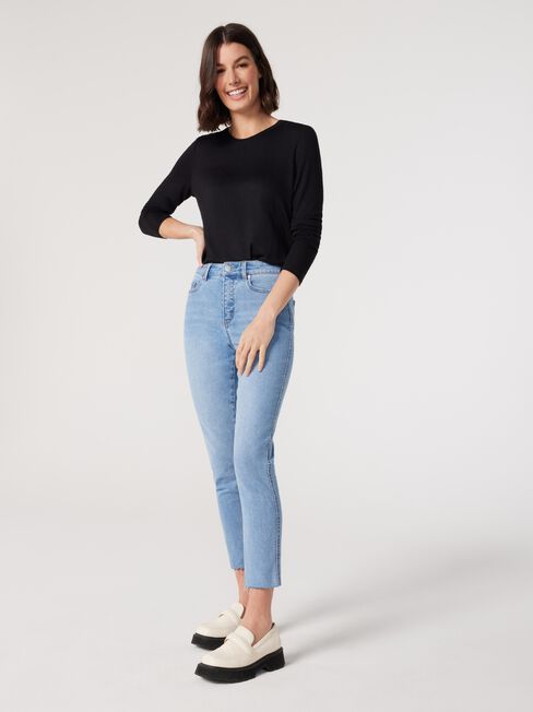 Lottie Soft Touch Curve Hem Pullover, Black, hi-res