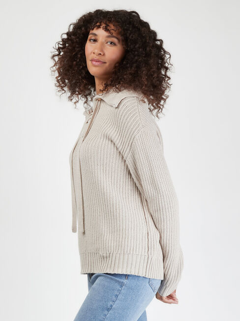 Remi Tie Front Knit, Brown, hi-res