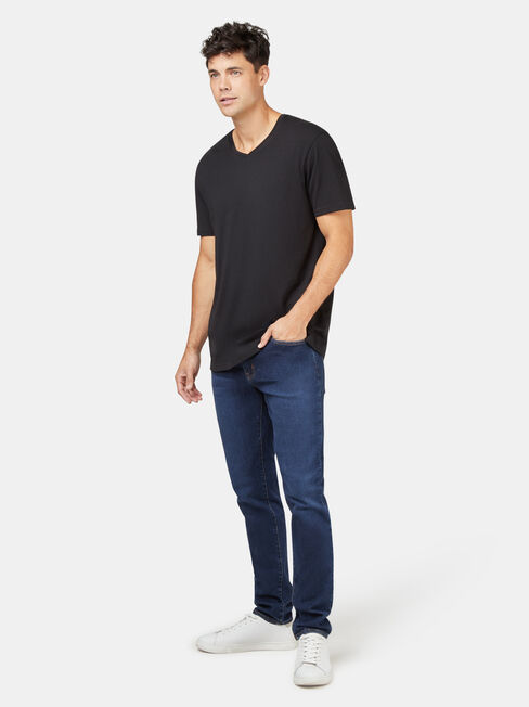 Basic Short Sleeve V-Neck Tee, Black, hi-res