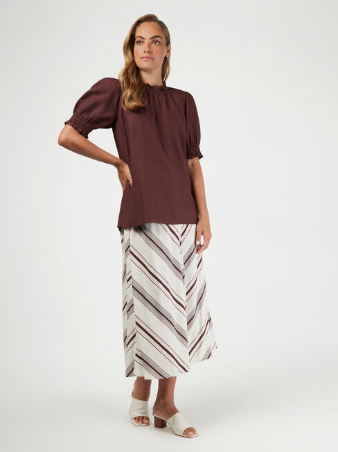 Sasha Short Sleeve Top, Brown, hi-res