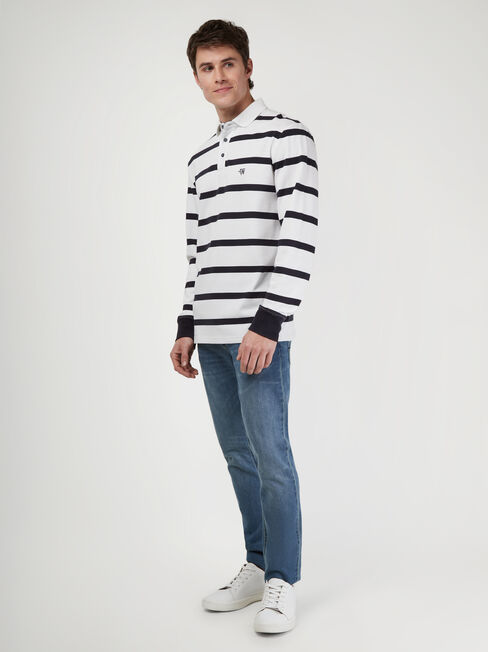 LS Gibson Stripe Rugby Polo, White, hi-res