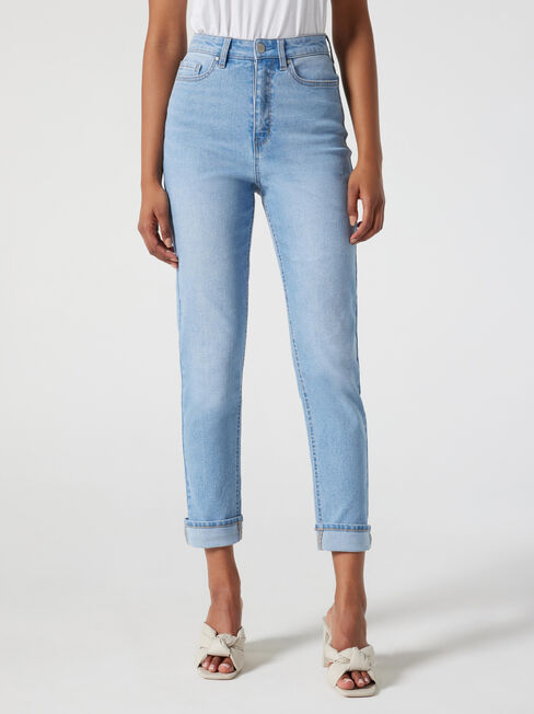 High Waisted Tapered Jeans, Light Vintage, hi-res