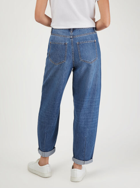 Penny Relaxed Straight Jeans, Mid Indigo, hi-res