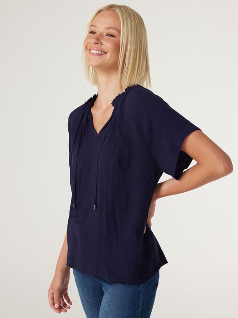 Jemima V-Neck Blouse, French Navy, hi-res