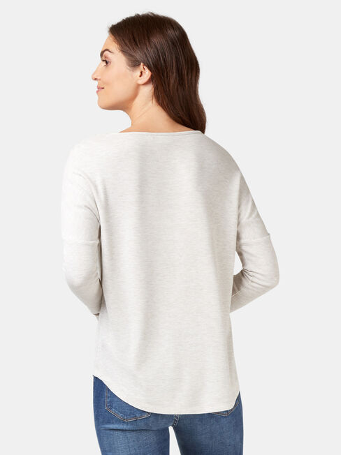 Max Curve Hem Textured Top, White, hi-res