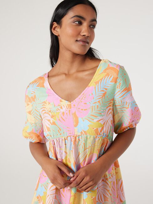 Luna V Neck Dress, Rainbow Gelati, hi-res