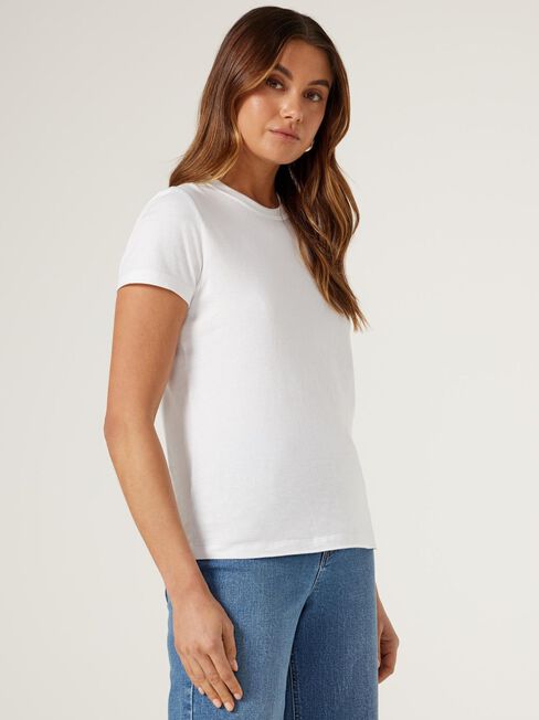 Classic Crew Neck Tee, White, hi-res
