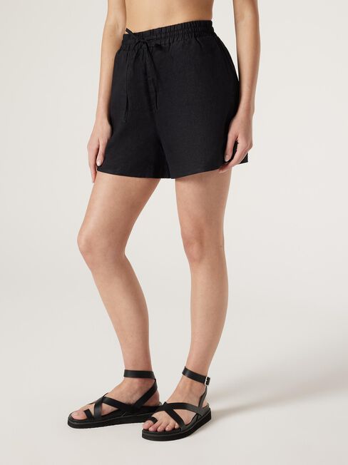 J-Luxe Classic Linen Short, Black, hi-res