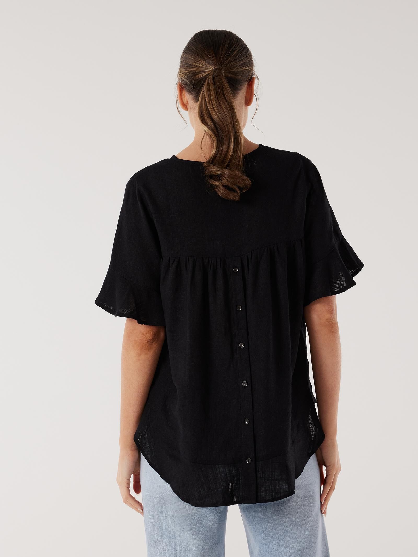 Black frill shirt hem top jumper discount