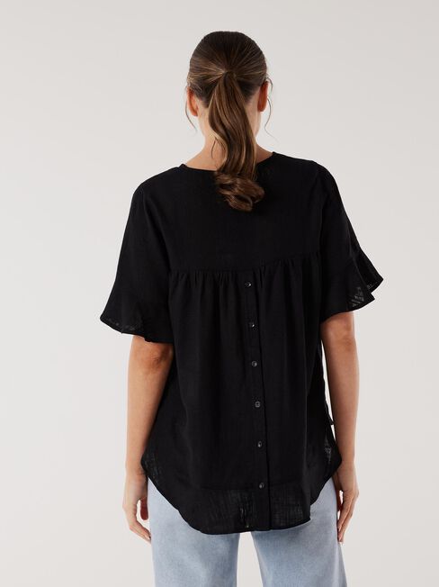 Alivia Ruffle Hem Top, Black, hi-res