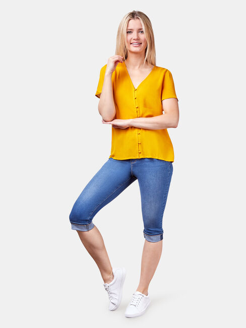 Tasha Button Down Shirt, Yellow, hi-res