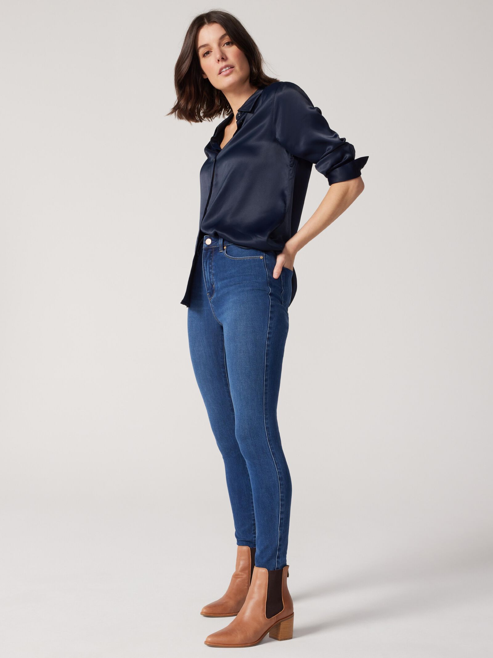 Satin shirt sale with jeans