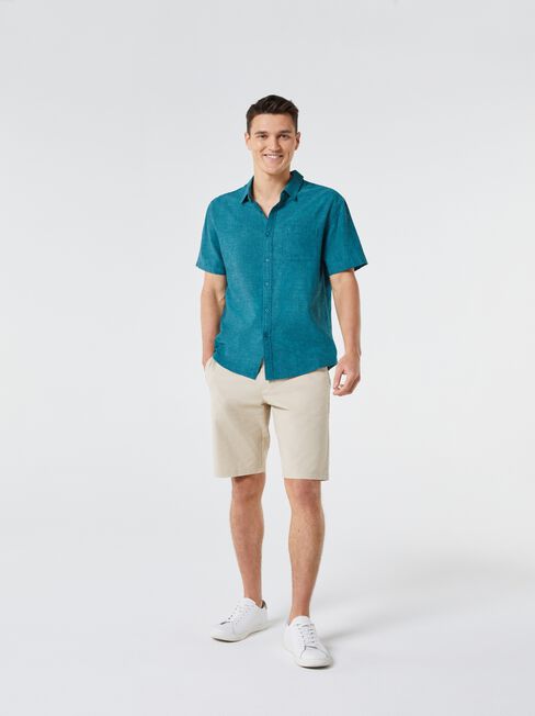 Wolf Textured Short Sleeve Shirt, Washed Jade, hi-res