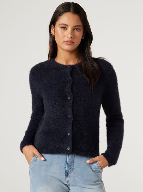 Elsa Fluffy Cardigan, Ink, hi-res