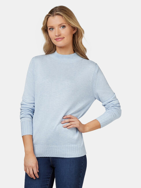 Kara Essential Funnel Neck Pullover, Blue, hi-res