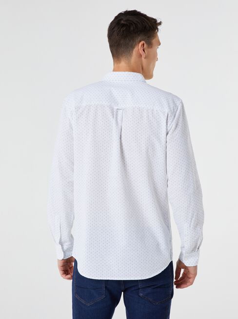 LS Ricky Print Shirt, White, hi-res