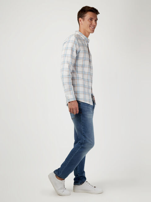 LS Boden Brushed Check Shirt, White, hi-res